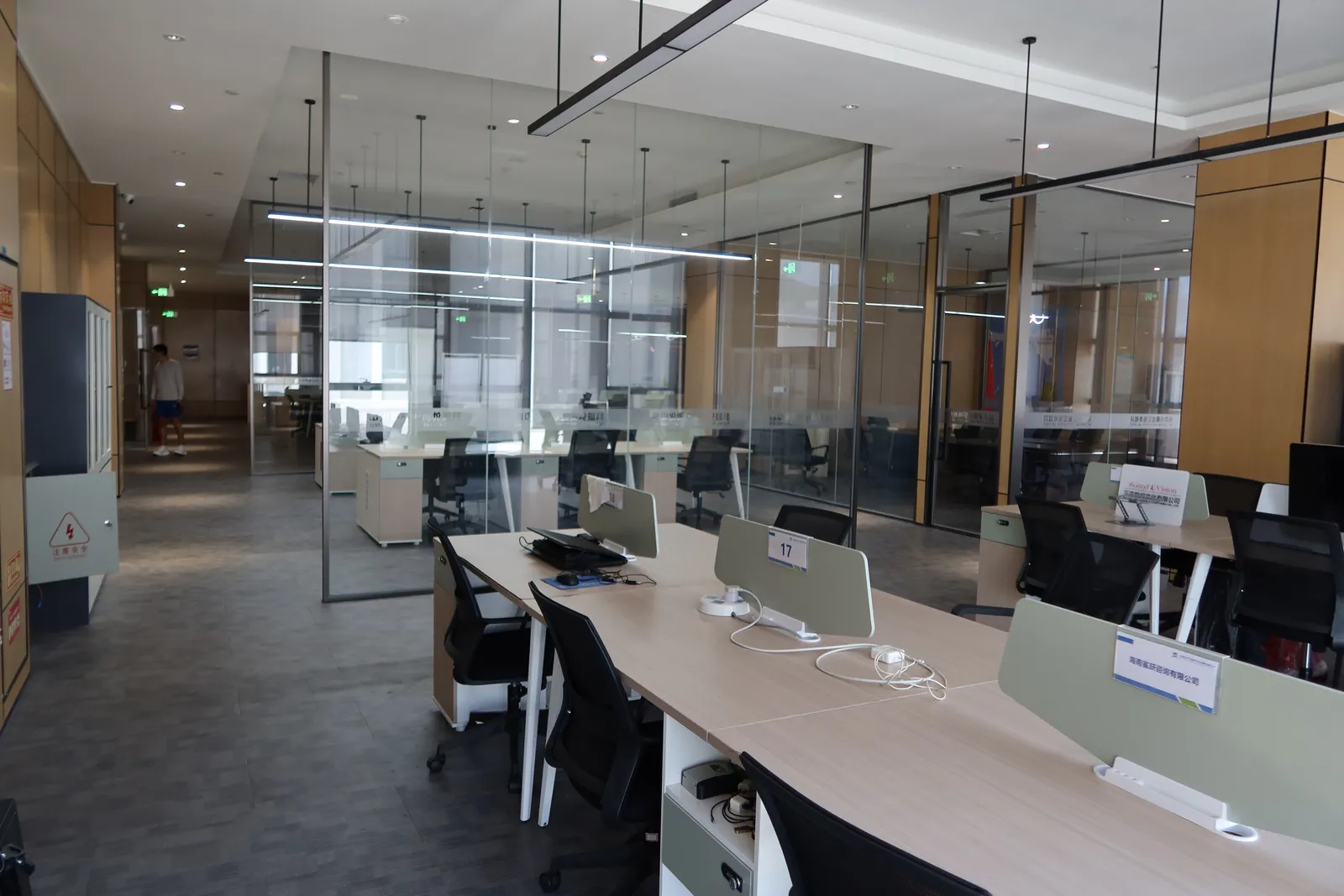 Glass-partitioned office area