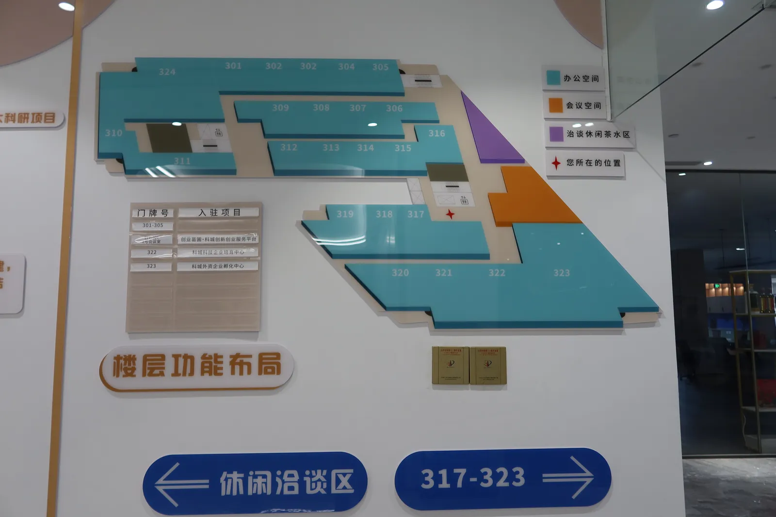 Wall-mounted floor layout and directory map
